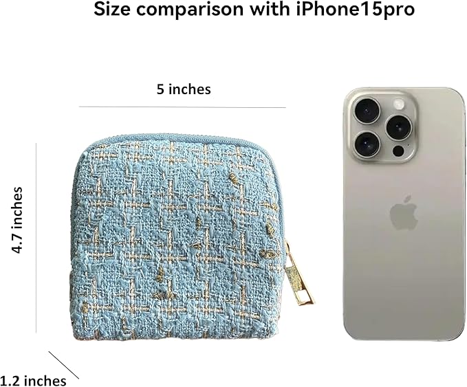 Small Travel Jewelry Case, Soft Tweed Organizer Pouch for Bangle, Bracelets, large Earrings, Beaded necklace, Anti-Scratch & Portable Jewelry Bag Holder for Travel & Everyday Use (Aqua Blue)