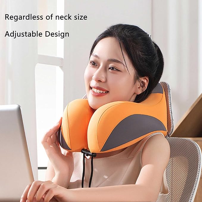 Neck Pillow for Traveling,Travel Pillow with Hard Case for Airplane 100% Pure Memory Foam,Travel Neck Pillow for Flight Headrest Sleep,Travel Essentials (Orange)
