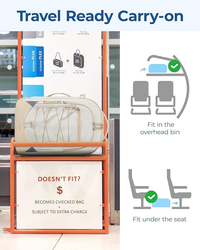 BAGSMART Carry On Travel Backpack, 17 Inch Large Travel backpack Carry On Flight Approved, Anti-theft Personal Item Backpack Travel Bag With Shoe Bag, 30L Water Resistant Casual Daypack, Beige