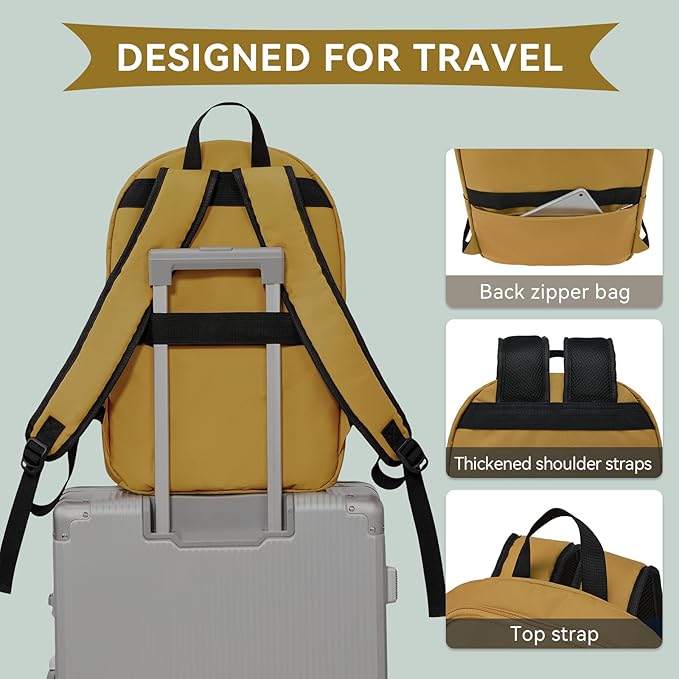 OMOUBOI Casual Daypacks Superbreak Backpack 14 inch Laptop Backpack for Women & Men Fits Tourism Business (Ginger)