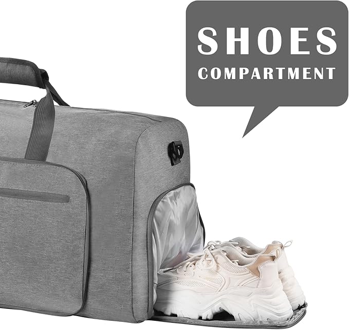 Felipe Varela Duffle Bag with Shoes Compartment and Adjustable Strap,Foldable Travel Duffel Bags for Men Women,Waterproof Duffel Bags