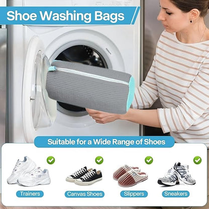 Shoe Cleaning Bag, Machine Washable Shoe Bag for Washing Machines and Dryers, 360 Deep Cleaning, Suitable for All Shoe Types, Reusable Sports Shoe Bag, 2-Pack, Yellow