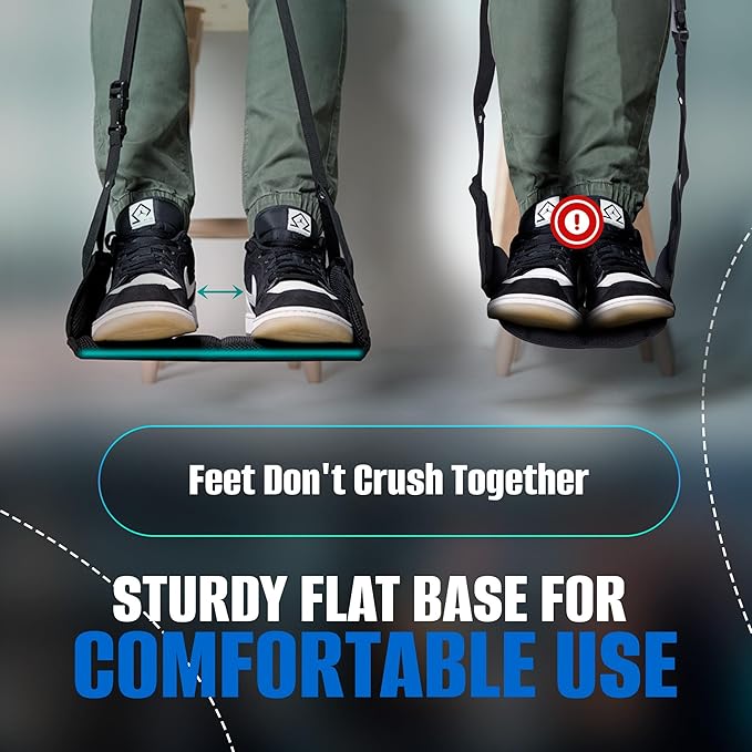 Airplane Foot Hammock for Plane Travel with Flat Base, Airplane Travel Essentials for Long Haul Flying – Foot Rest for use in Car, Office & Home – BlueSkye