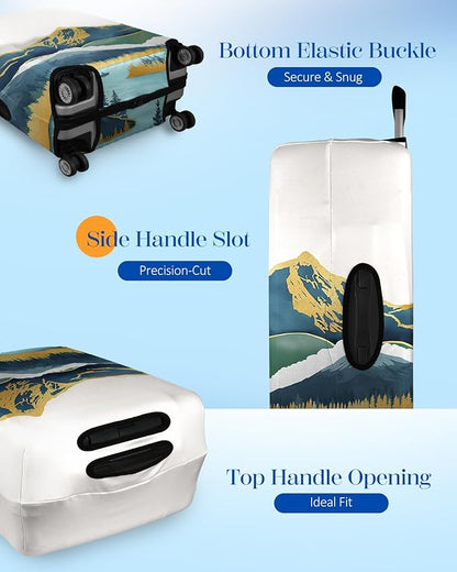 Slohif Luggage Cover for Suitcase Tsa Approved Protector - Luggage Sleeve Large Suit Case Cover Travel Stretch Baggage Case Protective Washable Fit 18-20 Inch Mountain XS
