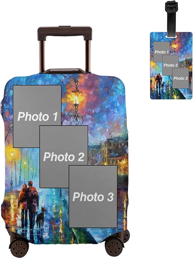 Personalized Luggage Suitcase Cover With Photo Dog Cat, Custom Luggage Cover, XL (for 29-32 inch luggage)