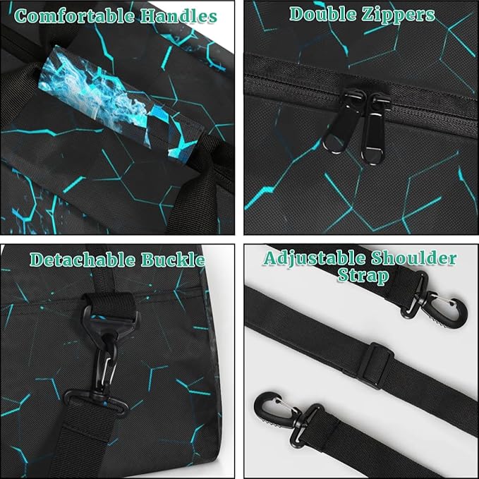 Blue Basketball Kids Duffel Bag for Boys, Sport Ball Sports Gym Bag Overnight Travel Weekender Bag Lightweight Carry On Sleepovers Bag for School Practice Gymnastics