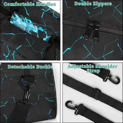 Blue Basketball Kids Duffel Bag for Boys, Sport Ball Sports Gym Bag Overnight Travel Weekender Bag Lightweight Carry On Sleepovers Bag for School Practice Gymnastics