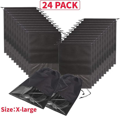 24PCS Travel Shoe Bags Non-Woven with Rope for Men and Women Large Shoes Storage Packing Pouch Organizers