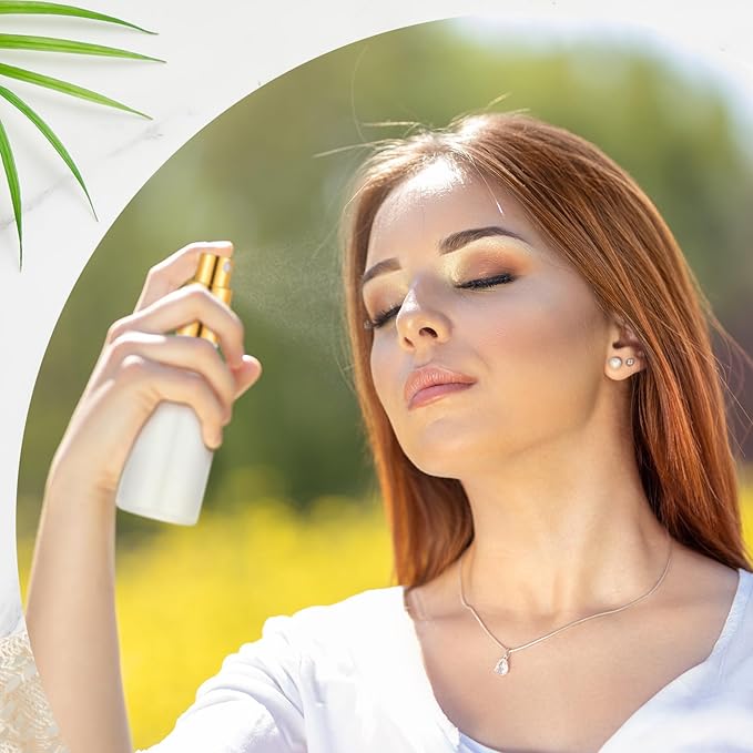 Roshtia 30 Pcs 50ml Gold Glass Spray Bottle Refillable Perfume Atomizer Clear Decorative Empty Bottles with Fine Mist Sprayer Pump for Face Body Travel