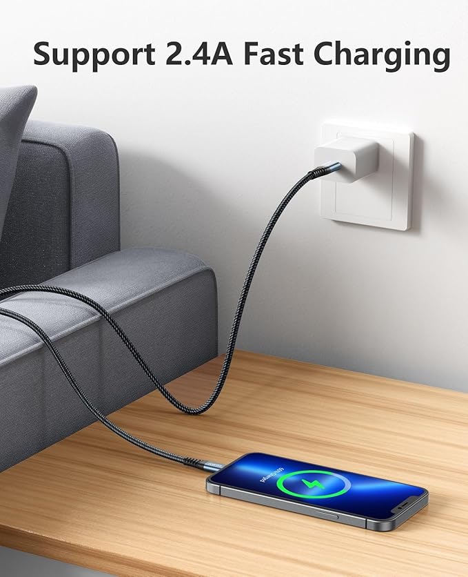 Dasku iPhone Charger Fast Charging, 6 Foot MFi Certified Lightning Cable Braided USB iPhone Charging Cord Compatible with iPhone 14/13/12/11/Pro Max/X/Xs Max/Xr/8 Plus/7 Plus/6/6 Plus/iPad mini/Air