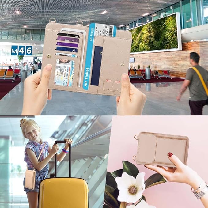 Passport Holder for Travel，Passport Holder & Neck Wallet with RFID Blocking,Hidden Neck Pouch for Travel- Holds Passports, Cards, Tickets, ID, Cash