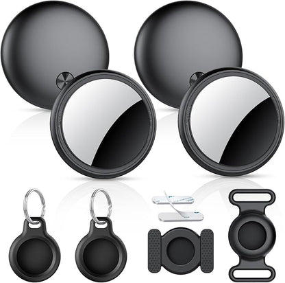 Air Tracker Tags-4 Pack, 2025 New [Apple MFi Certified], Bluetooth Tracker Work with Apple Find My (iOS Only), Replaceable Battery Last 2 Years,Item Finder for Luggage/Key/Suitcase,with Diverse Holder