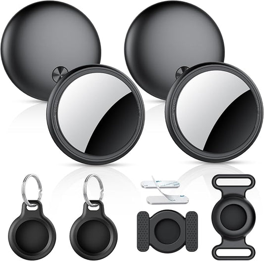 Air Tracker Tags-4 Pack, 2025 New [Apple MFi Certified], Bluetooth Tracker Work with Apple Find My (iOS Only), Replaceable Battery Last 2 Years,Item Finder for Luggage/Key/Suitcase,with Diverse Holder