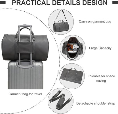 Leather Garment Bag for Travel, Modoker Carry On Suit Carrier Travel Bag with Shoulder Strap - Ideal for Business Trips and Weekend Getaways - The Garment Duffel Bag for Traveling Men Women