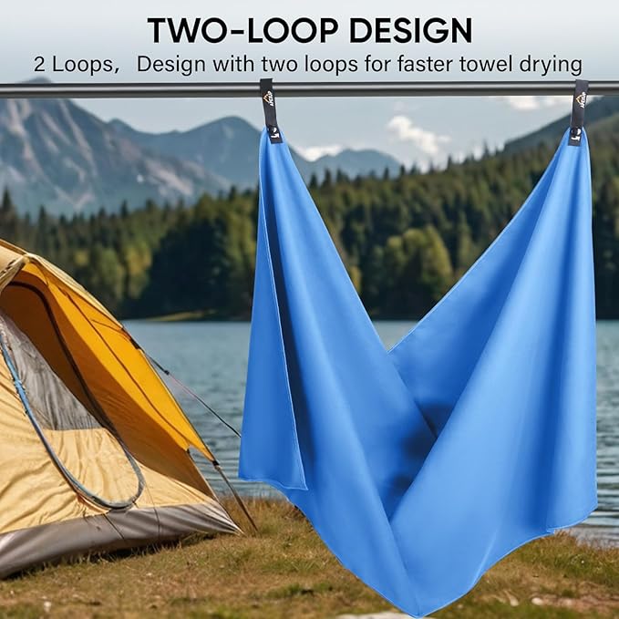 APEXUP Microfiber Travel Towel, Ultra Absorbent Quick Dry Towels, Lightweight Gym Sports Camping Towel for Workout, Yoga, Beach, Shower, Swimming (48"×24", Blue)