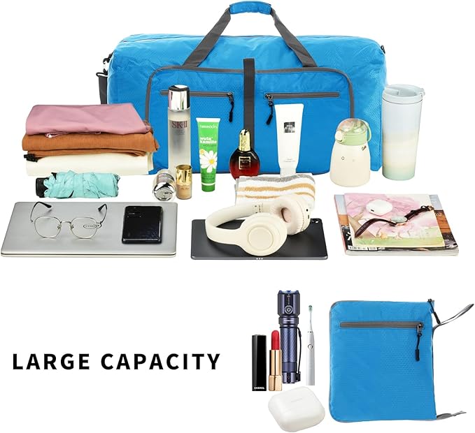 Felipe Varela Duffle Bag with Shoes Compartment and Adjustable Strap,Foldable Travel Duffel Bags for Men Women,Waterproof Duffel Bags