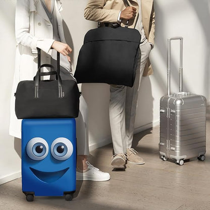 ANNA QUEEN Cut Blue Emoticons Luggage Cover Washable Suitcase Protector Suitcase Cover Anti-Scratch,Stretchable Fit for 18-32Inch Luggage,Travel Bag Cover L(fits 26-28Inch suitcase)