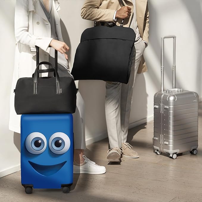 ANNA QUEEN Cut Blue Emoticons Luggage Cover Washable Suitcase Protector Suitcase Cover Anti-Scratch,Stretchable Fit for 18-32Inch Luggage,Travel Bag Cover XL(fits 29-32Inch suitcase)