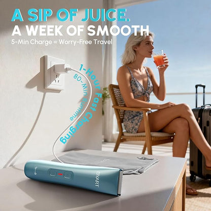 Dual Head Electric Shaver for Women - Rechargeable Body Hair Trimmer, 5-Min Fast Charge for Travel, Portable Facial Hair Removal for Ladies, Dermaplane Razor for Women Face, Birthday Gifts (Blue)