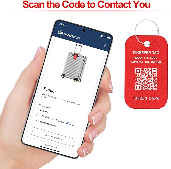 Smart Luggage Tags (4-Pack) - QR Code Shows Scanner’s Location on Scan, Privacy-Controlled Contact Info, Lost Item Alerts, Waterproof Aluminum for Travel Bags & Backpacks