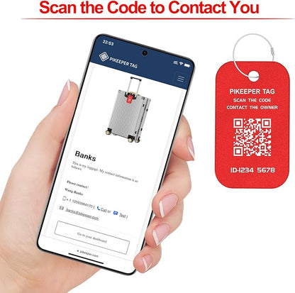 Smart Luggage Tags (4-Pack) - QR Code Shows Scanner’s Location on Scan, Privacy-Controlled Contact Info, Lost Item Alerts, Waterproof Aluminum for Travel Bags & Backpacks