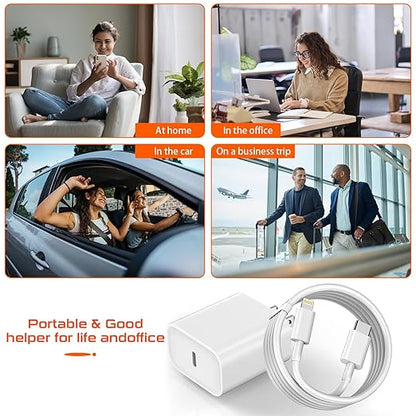 iPhone Charger Fast Charging,20W USB C Fast Charger 3 FT Compatible with iPhone 14 pro/14 pro max /13/12/ 11/ XS/XR/X/8/7/SE/iPad/Airpods,2 Pack PD Wall Charger Block with 3FT Type C Lightning Cable