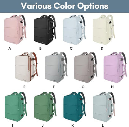 Taygeer Travel Backpack for Women Men, 40L Airline Approved Carry On with 17.3 inch Laptop Compartment, TSA Friendly Daypack with USB Charging Port, Backpack for Business Hiking Travel, Peridot Green