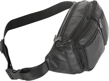 Genuine Leather Fanny Pack/Waist Bag/Organizer with Adjustable Belt, Multiple Pockets For Men and Women