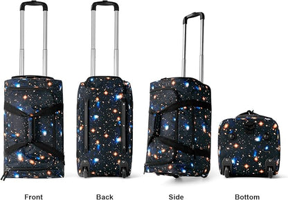 Choco Mocha Boys Galaxy Suitcase with Wheels Kids Black Rolling Duffle Bag for Camping Teen Boys Toddler Luggage Bag for Travel, 22inch