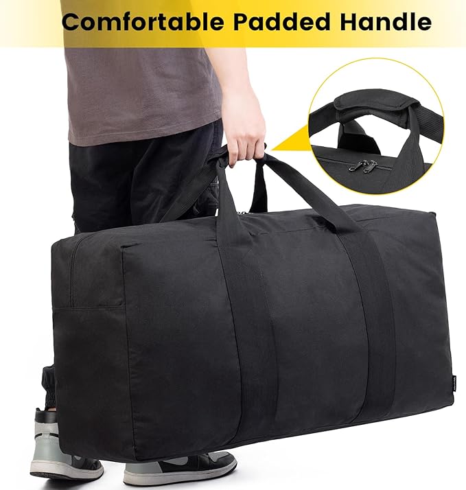 Vorspack Extra Large Duffle Bag for Travel - 100L Duffel Bag for Men Gear Bag for Storage Foldable Weekender Bag for Overnight Camping - Black