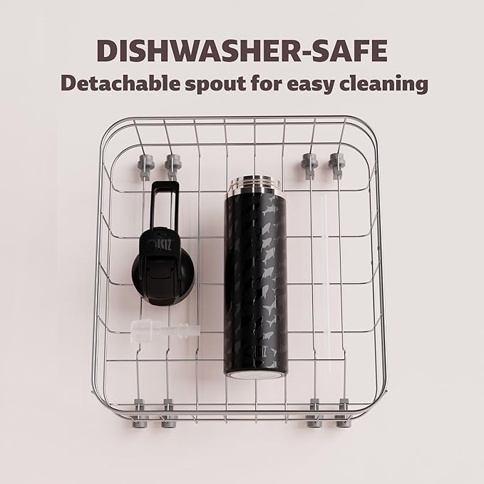 OISIZ Insulated Water Bottle 24 oz with 2 in 1 Spout and Straw Lid,One Click Safety Lock,100% Leakproof,Keep Cold 24H,Vacuum Stainless Steel Water Bottle for School,Travel and Sports,Dishwasher Safe