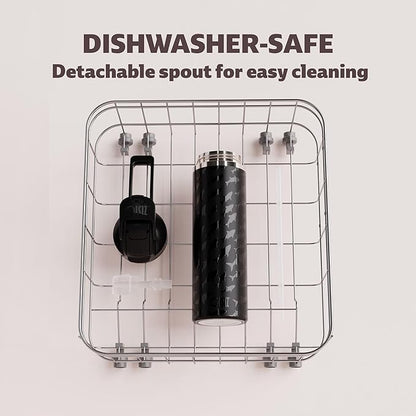 OISIZ Insulated Water Bottle 24 oz with 2 in 1 Spout and Straw Lid,One Click Safety Lock,100% Leakproof,Keep Cold 24H,Vacuum Stainless Steel Water Bottle for School,Travel and Sports,Dishwasher Safe