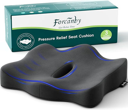 Seat Cushions for Office Chairs - Pressure Relief Seat Cushion - Car Seat Cushions for Pressure Relief, Tailbone Pain, Sciatica & Back Pain Relief for Office Chairs (Jet Black)