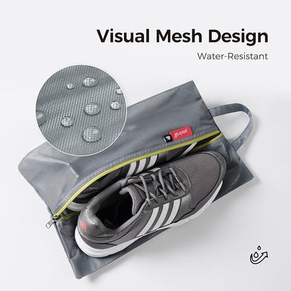 pack all Plus-Sized Shoe Bag for Travel, Water-Resistant Shoe Pouch for Gym, Odor-Resistant Soccer Cleats Bag for Sport (Dual Pocket Version)