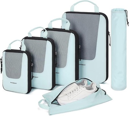 BAGSMART Compression Packing Cubes for Travel, 6 Set/5 Set/4 Set, Compression Suitcase Organizer Bags Set for Suitcases Travel Essentials, Lightweight Packing Organizers