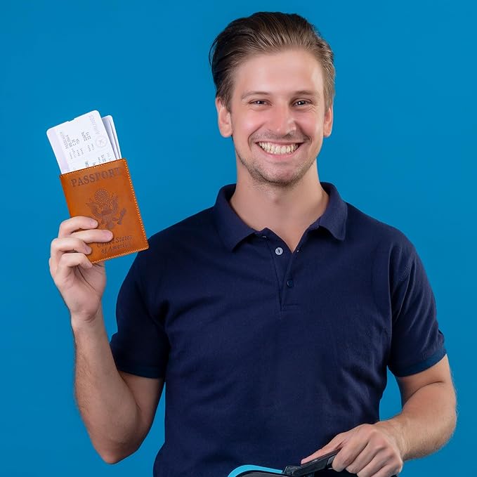 HIFA Leather Passport Holder, Handmade Passport Cover with Card and Ticket Slot - Genuine Leather, Elegant Design, Easy Access - Passport Case, Passport Wallet, Passport Holder