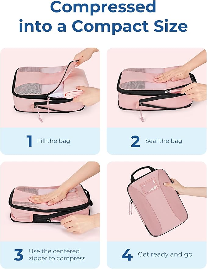 BAGSMART Compression Packing Cubes, 6 PCS Packing Cubes for Suitcases, Travel Bags Organizer for Luggage, Lightweight Packing Cube for Travel Essentials