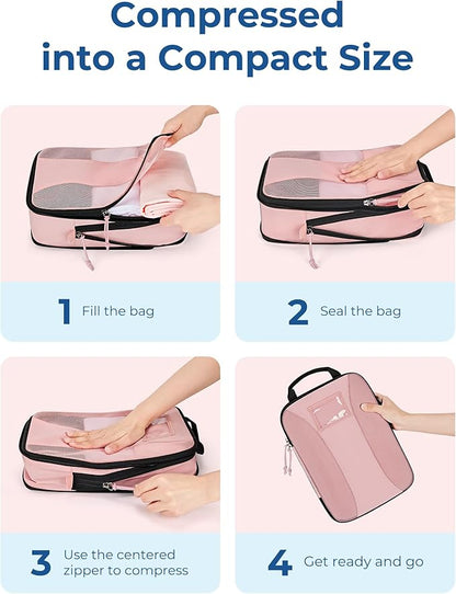 BAGSMART Compression Packing Cubes, 6 PCS Packing Cubes for Suitcases, Travel Bags Organizer for Luggage, Lightweight Packing Cube for Travel Essentials