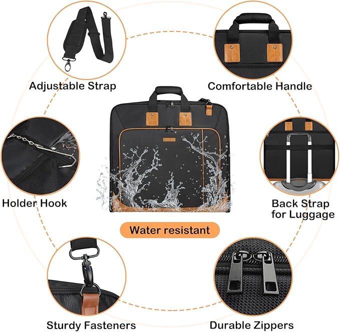 Noozion Garment Bag for Travel Large Carry On Suit Bag Hanging Travel Suit Bags Waterproof Suitcase Luggage Bag for Men Women Business Trips with Shoulder Strap