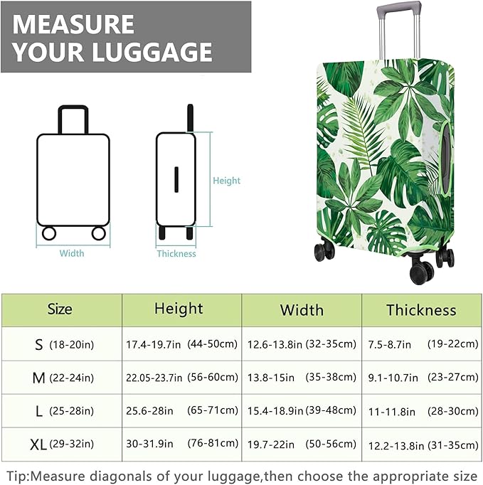 Travel Luggage Cover Suitcase Protector Fits 18-32 Inch Wheel Covers PatternedTravel Related Items Flower Luggage Protector Elastic L