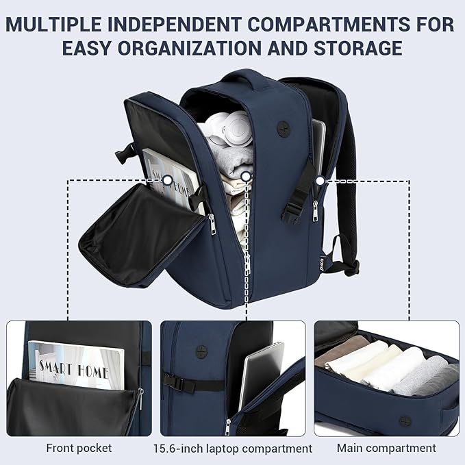 Kono Backpack Carry-on Bag 40x20x25 Carry-on Bag Airplane Travel 20L, 15.6-inch Laptop Backpack, for Men Women, Navy