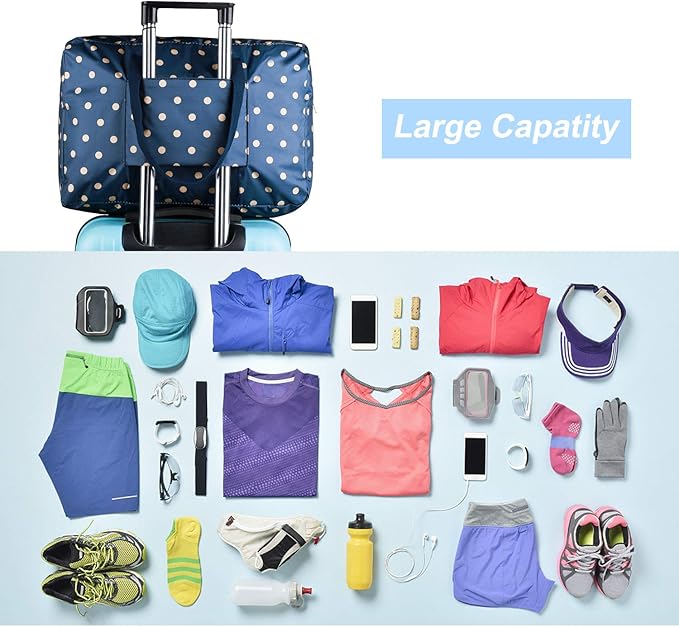 F.FETIVIN Weekender Bag Carry On Travel Duffle Medium Overnight Bag for Women(Dream Blue)