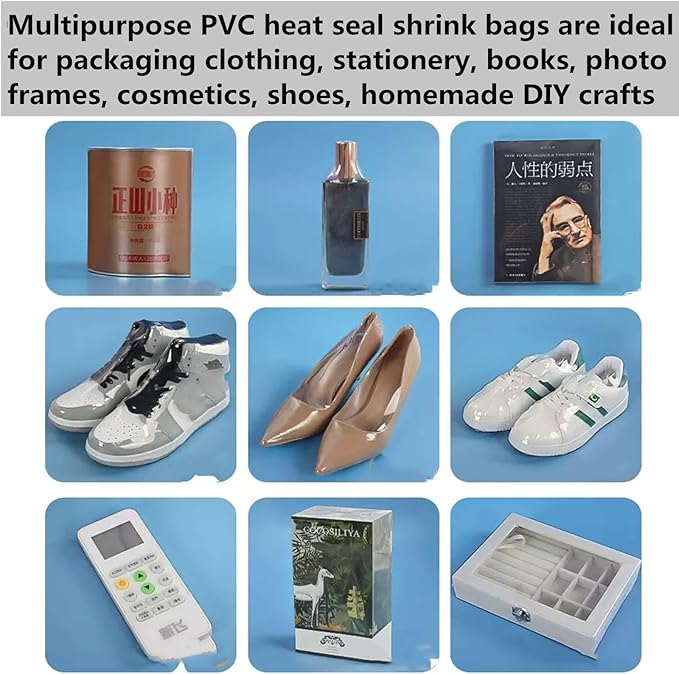 200-Pack Shoe Shrink Wrap Bags - 11x18 Inches Sneaker Heat Shrink Wrap for Men & Women - Shoe Organizer Bags to Prevent Sole Yellowing & Keep Dust Away (200), transparent