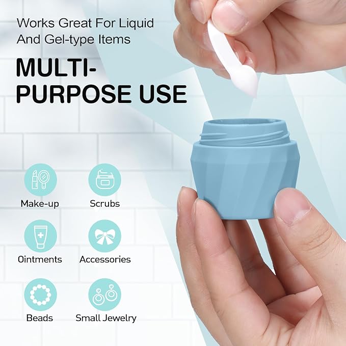 14pack Travel Bottles for Toiletries, TSA Approved Travel Size Toiletries Containers Set, Premium Silicone Leak Proof Refillable Bottles & Creams Jars Accessories Kit W/Clear Bag (Bright)