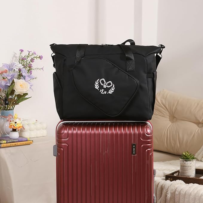 Personalized Duffel Bag Custom Sport Gym Travel Bags Embroidered Name Text Customized Dry Wet Separated Weekend Waterproof Bag for Women Men (D-Black)