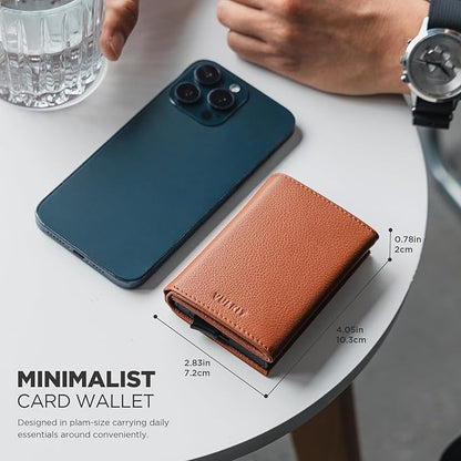 VULKIT Pop up Card Wallet Minimalist Cash Wallets RFID Blocking Leather Smart Credit Card Holder with ID window for Men