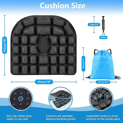 Travel Seat Cushion U-Shape Airplane Seat Cushion for Long Flights 3D Air Inflatable Pressure Relief Cushion for Hemorrhoid and Tailbone Pain Relief in Car, Air Travel, Office Chairs, Home Living