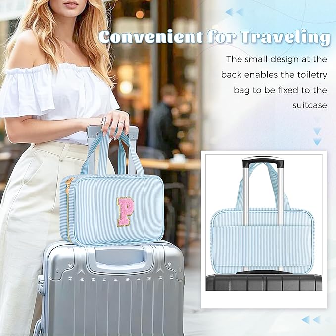 Toiletry Bag Small Make Up Bag Set - Travel Makeup Bag Pouch for Women Cosmetic Pouch Cute - Personalized Gifts Mom Gifts for Women Her - Blue P