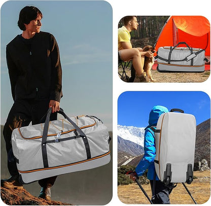 Vomgomfom 32" Soft-Sided Foldable Wheeled Travel Duffel Bag,Expandable 110L to 140L Rolling Cargo Bag with 2 Wheels and Multiple Pockets,Grey