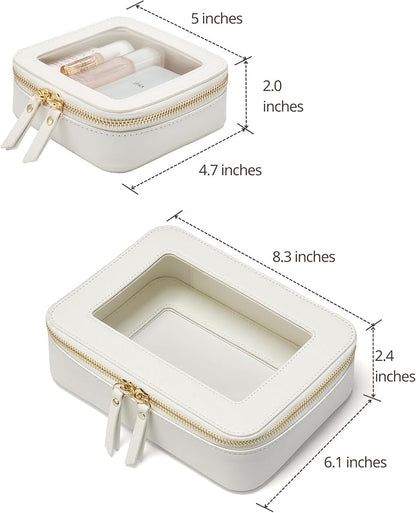 Popvibe Clear Makeup Bag Travel Cosmetic Case Transparent Toiletry Bag with Zipper, Portable Make Up Organizer Traveling Compact Car Bag for Essentials